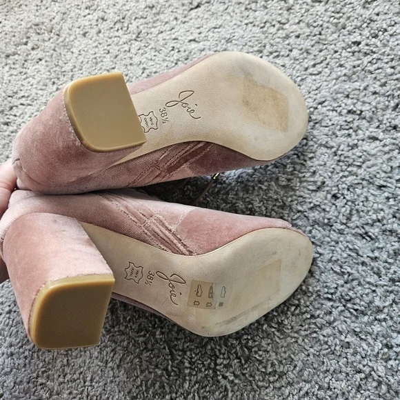 Joie Lakia Blush Velvet peep toe lace up heel boots size 38.5/8.5 - Picture 7 of 10